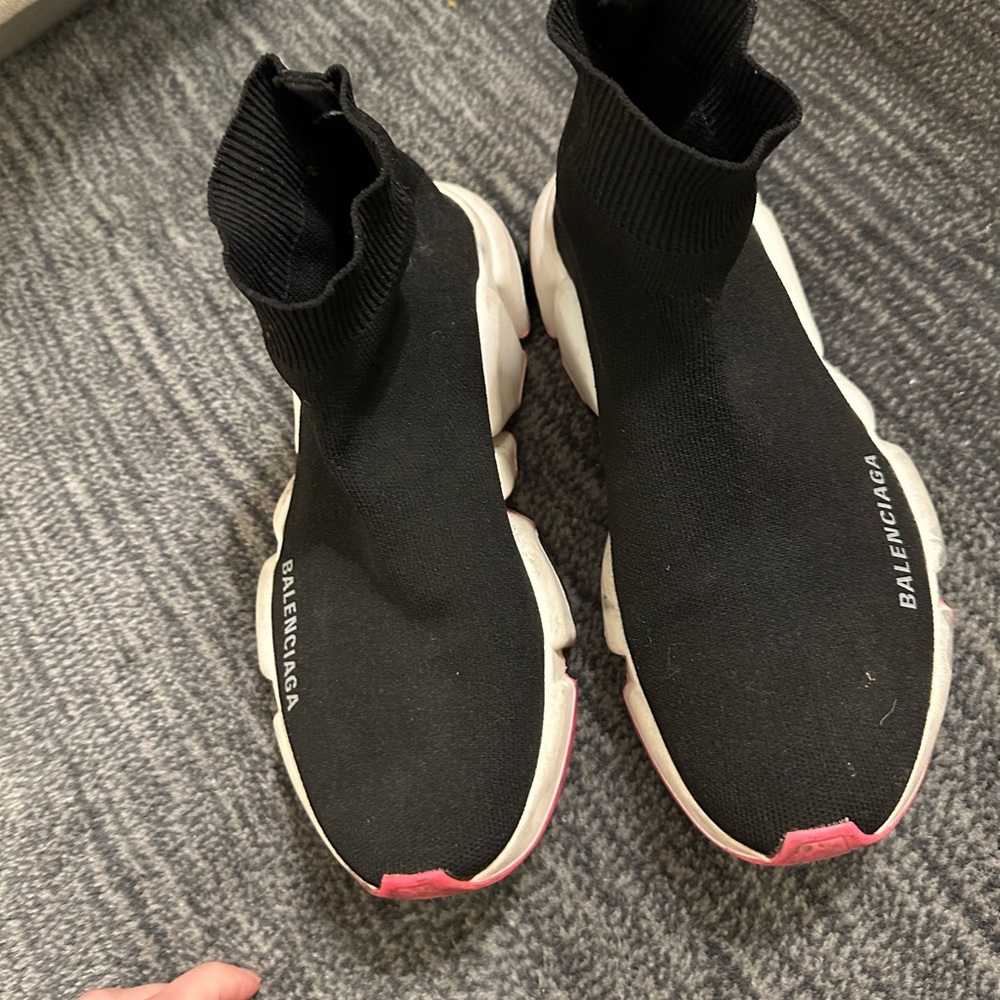 COPY - Balenciaga Speed Knit Trainers Black Pink Sole